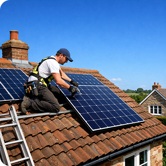 Improveasy installer on roof installing solar panels