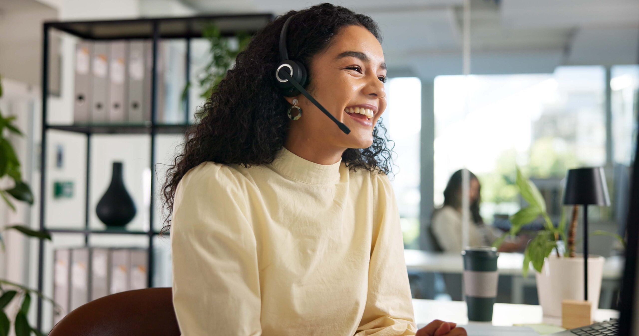Person on a call with headset