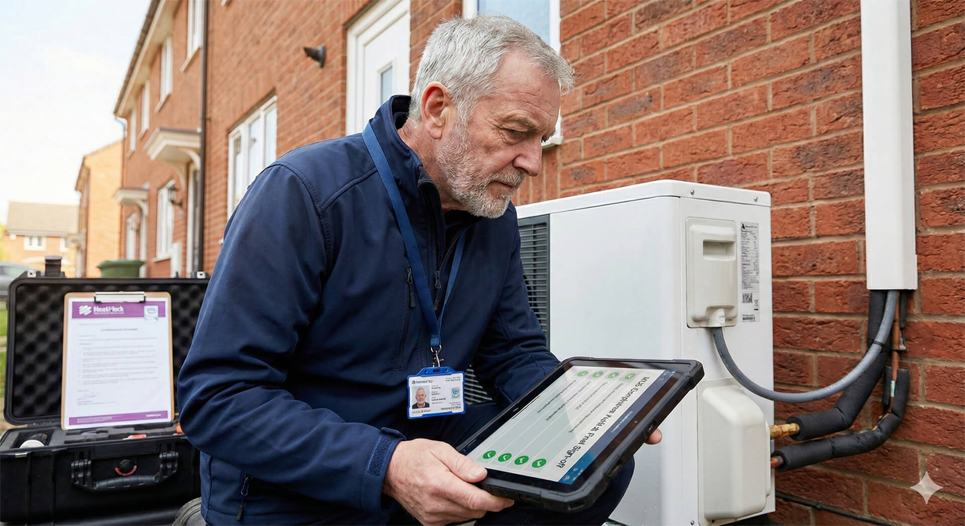 Improveasy Engineer checking heat pump