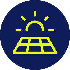 Solar panel icon representing renewable energy systems installed in homes
